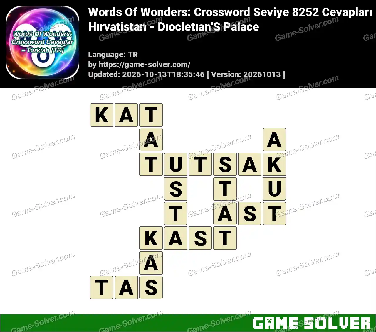 Words Of Wonders: Crossword Seviye 8252 Cevapları – Hırvatistan – Dıocletıan’S Palace